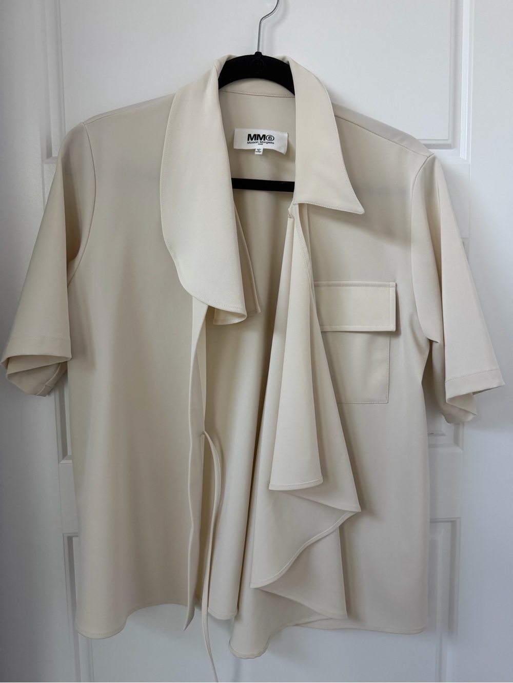 Maison Martin Margiela Cream Short-Sleeve Draped Blouse Jacket